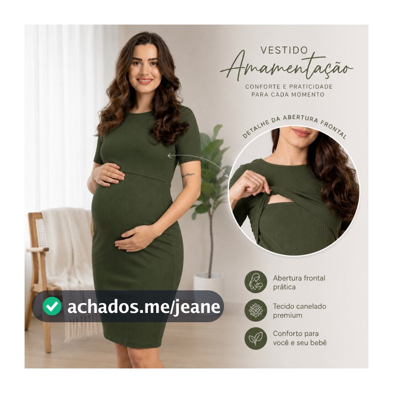 Vestido Amamentação Gestante Premium Manga Curta Canelado Diversas Cores Pus Size