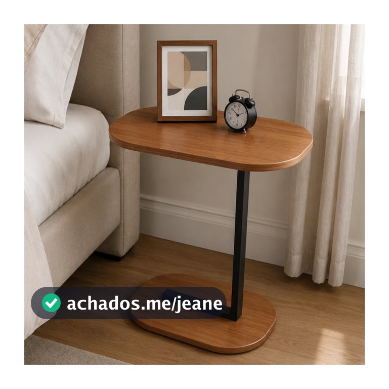 Mesa de Cabeceira Elo Funcional Estilo Industrial MDF e Aço em Metalon Moderno Resistente  LH Móveis