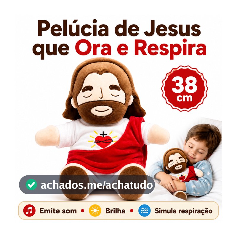 Brinquedo De Jesus Boneco Pelucia Brilha Toca Musica E Respira 38cm Boneco Para Criança Dormir