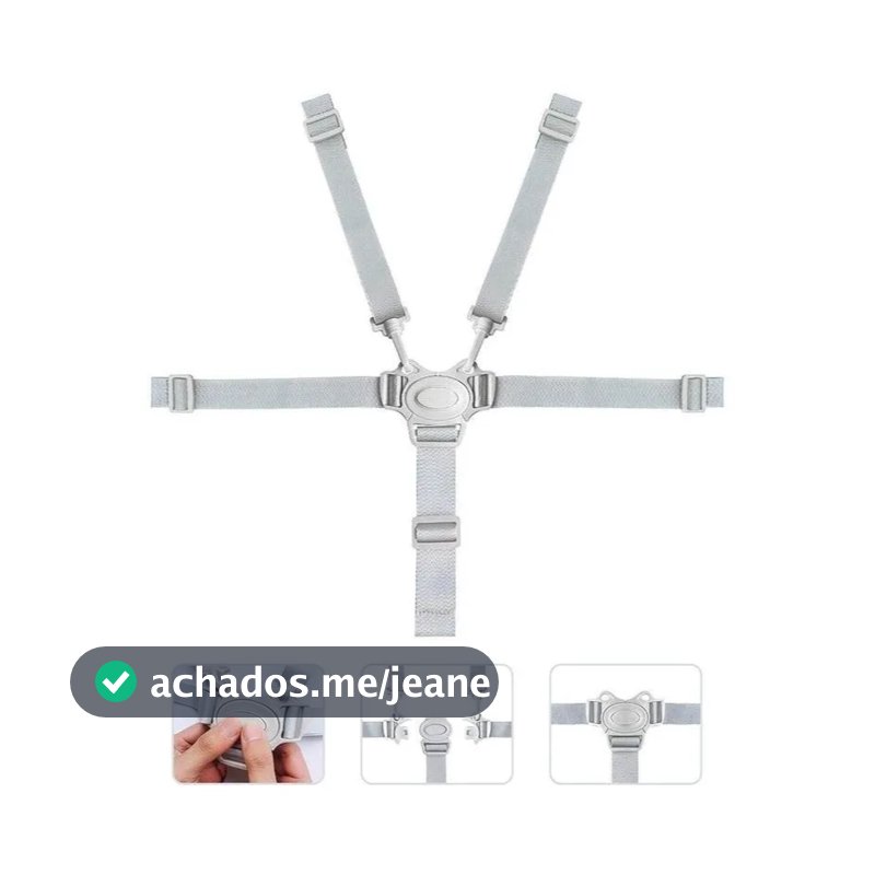Cinto Segurança 5 Pontos Universal Cadeirinha Carrinho Cinza