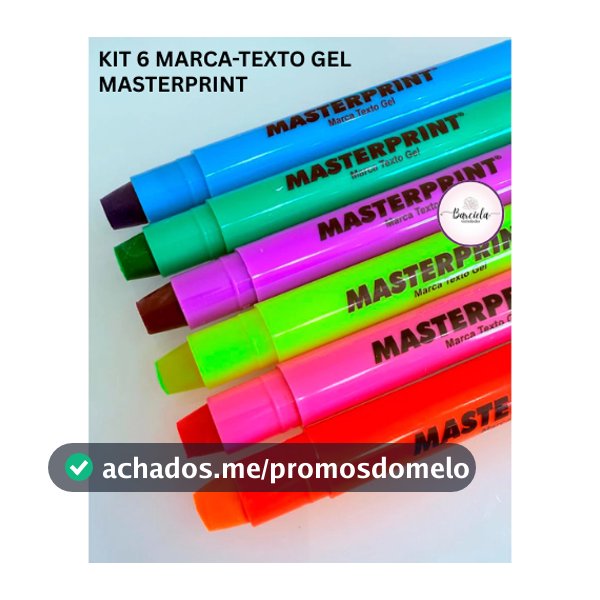 Kit 6 Canetas Marca Texto em Gel Masterprint – Não Mancha Ideal para Bíblia Vade Mecum e Estudos
