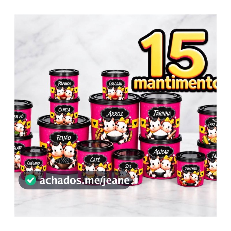 Kit 15 Peças Potes para Mantimentos Oliplast Organizador de Cozinha com Tampa