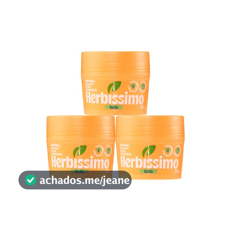 Kit Desodorante Em Creme Antitranspirante Herbíssimo Vanilla 55g (3 unidades)