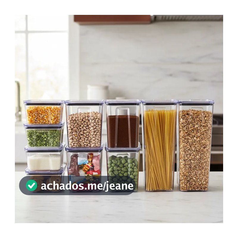 Kit 10 Pote Hermético Empilháveis Porta Mantimento Cozinha Organizador Rebirth