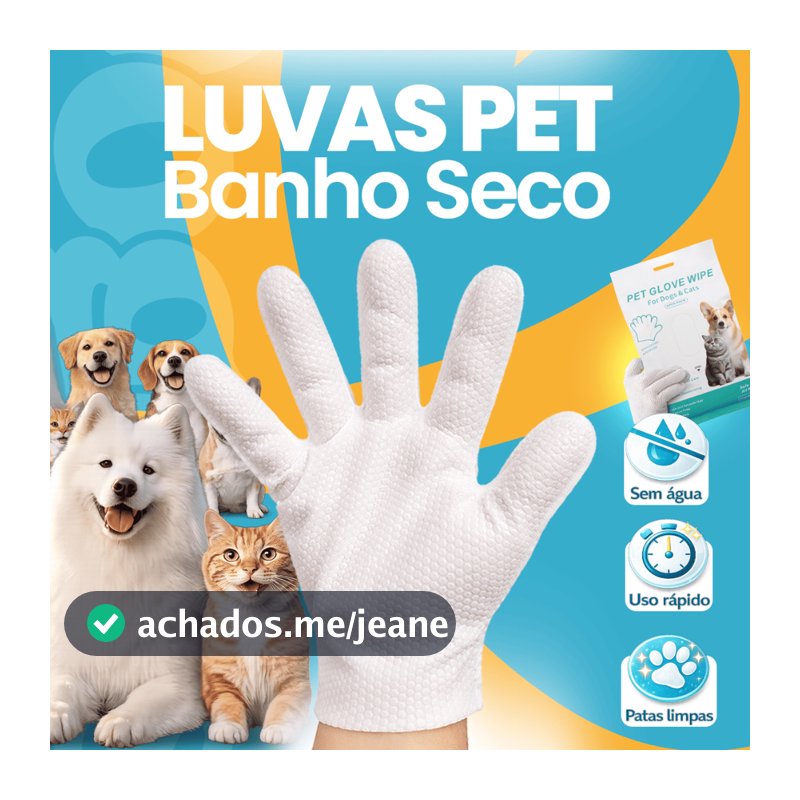 lenço umedecido pet Luva de Banho a Seco Descartáveis Umedecidas Para Pet Higienização 6 Unidades