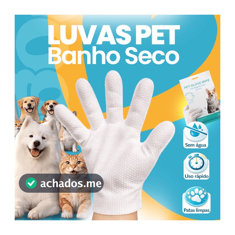 lenço umedecido pet Luva de Banho a Seco Descartáveis Umedecidas Para Pet Higienização 6 Unidades