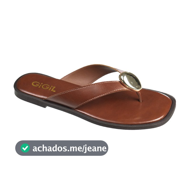 Sandália Rasteira Feminina Tiras Chinelo de Dedo com Enfeite Metalizado Moda Confortável GiGiL