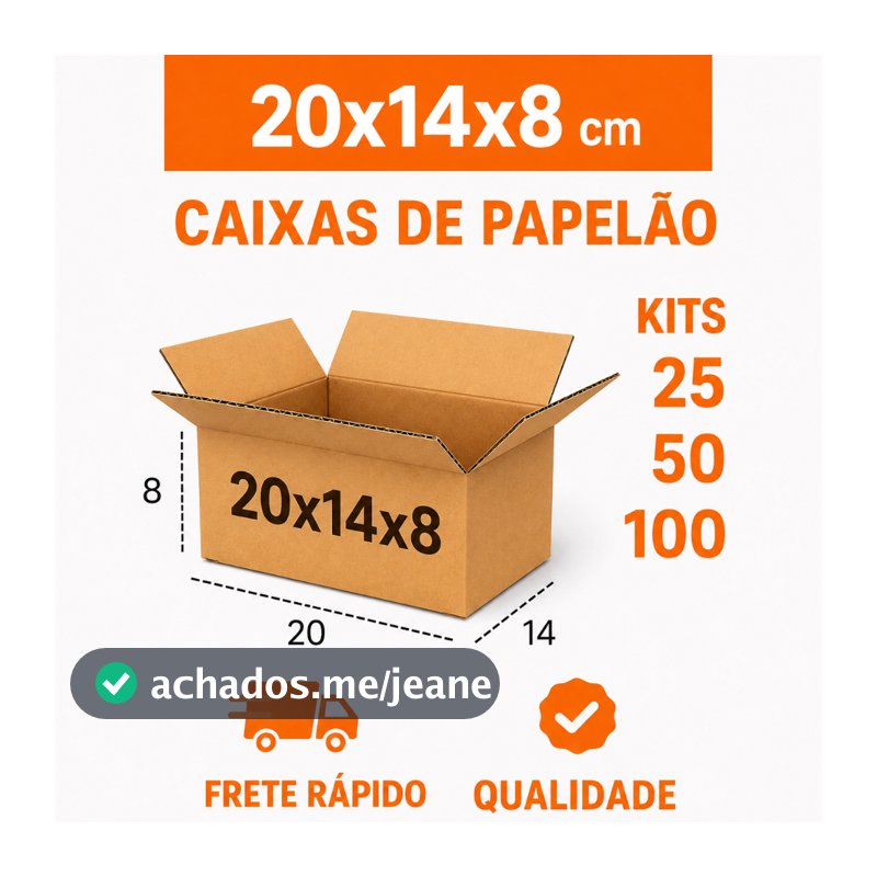 100 caixa de papelao 20x14x8 envios pac sedex maleta reforçada ecommerce