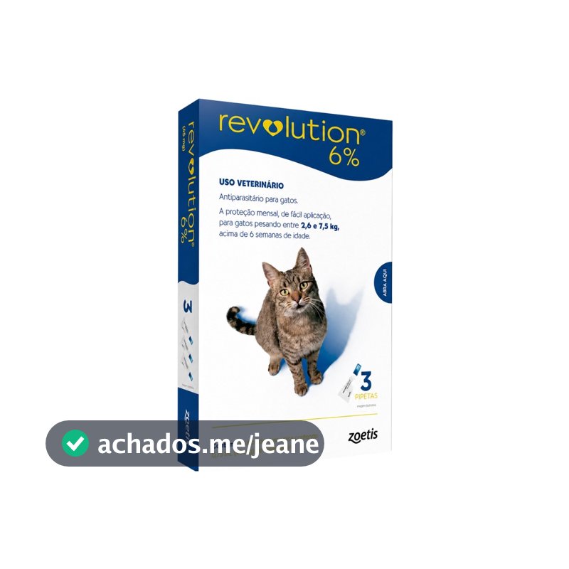 Antipulgas Revolution Gatos 2,6kg A 7,5kg - 3 Pipetas