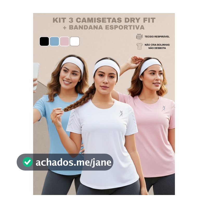 Kit 3 Camisetas Femininas Dry Fit Academia Fitness Corrida Treino Esportivo Confortável Fresquinha