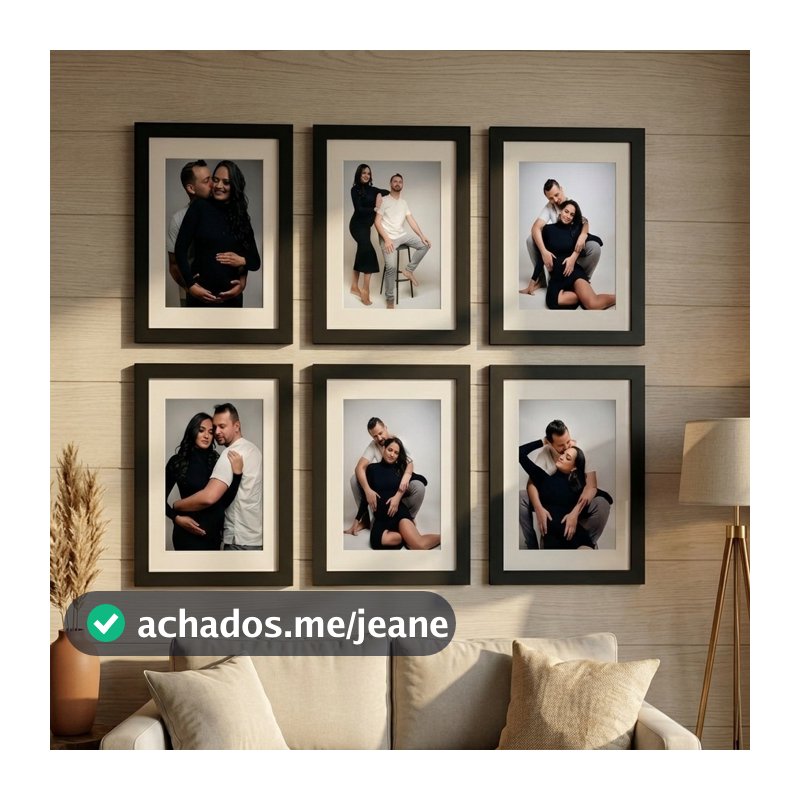 kit 6 Quadros Porta Retrato Decorativo 40x40cm Sala Foto 30x30cm Vidro Acrílico decoração elegante