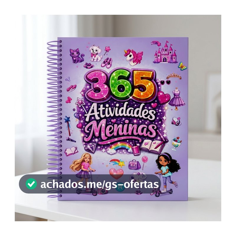 365 Atividades para Meninas Espiral Livro Infantil Educativo para Colorir presente para menina