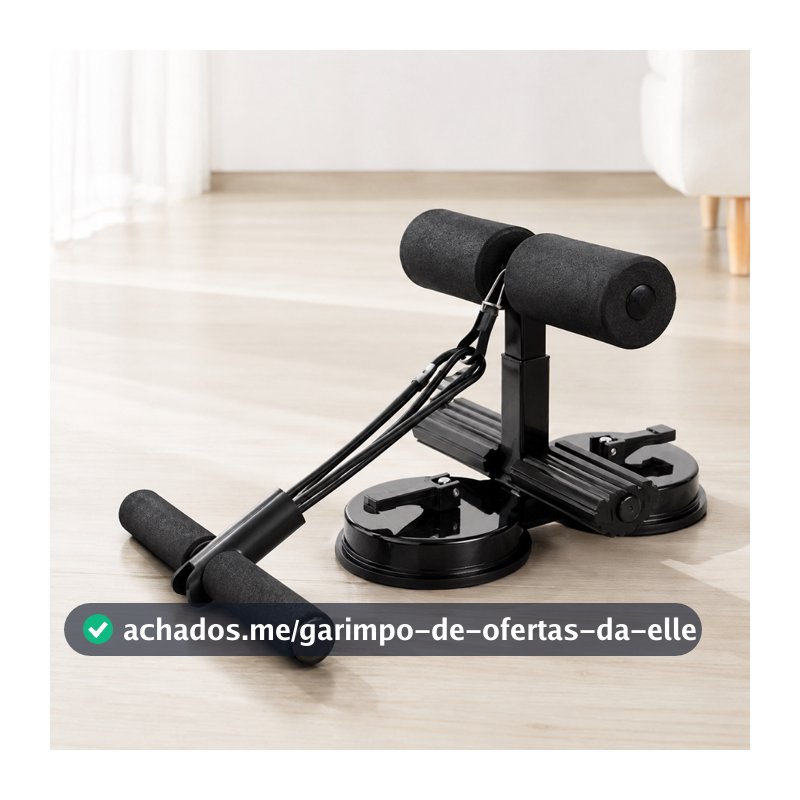 Aparelho Abdominal Multifuncional com Ventosa, Elástico e Apoio para Pés, Ajustável para Exercícios em Casa