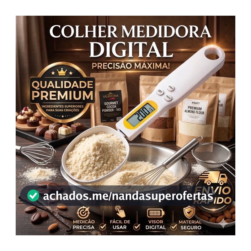 Colher Balança Digital 500g Precisão Para Cozinha Profissional Confeitaria Padaria Pizzaria Páscoa  Com Pilhas