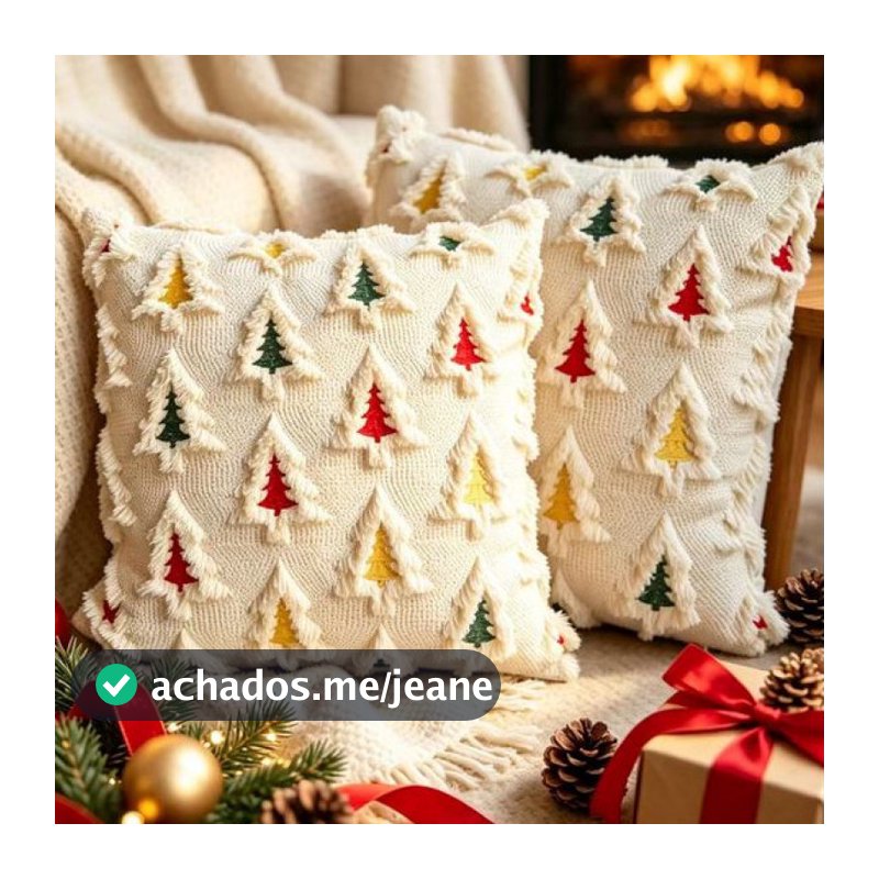 Capa de Almofada de Natal Bordada 45x45cm - 8 Modelos (sem enchimento)