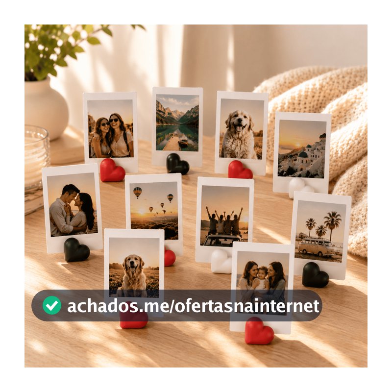 Kit 10 Porta Fotos Polaroid Coração Instax Mini Retrato Foto Album Moldura Minimalista Quadro Album