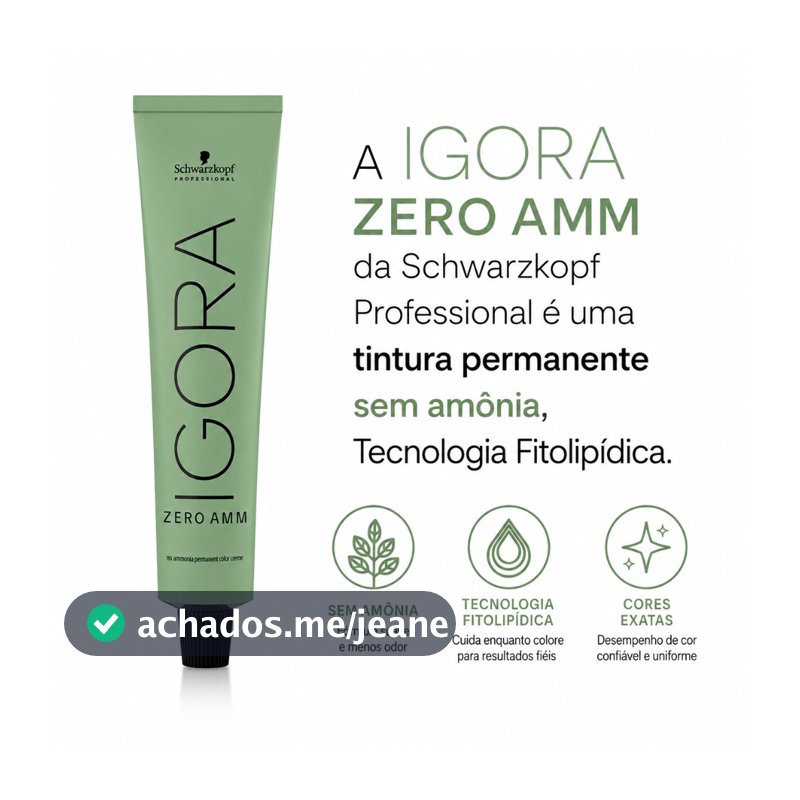 Tinta Zero Amm Coloração Permanente Livre de Amônia Igora Schwarzkopf Professional 60ml