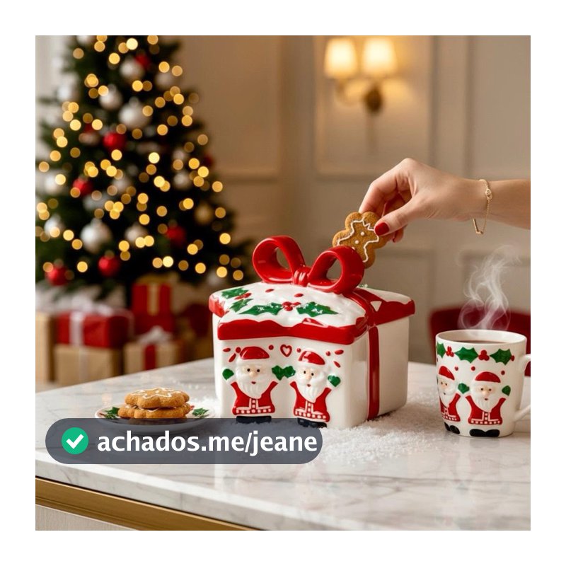 Porta biscoito/doce de porcelana natalino forma de estrela