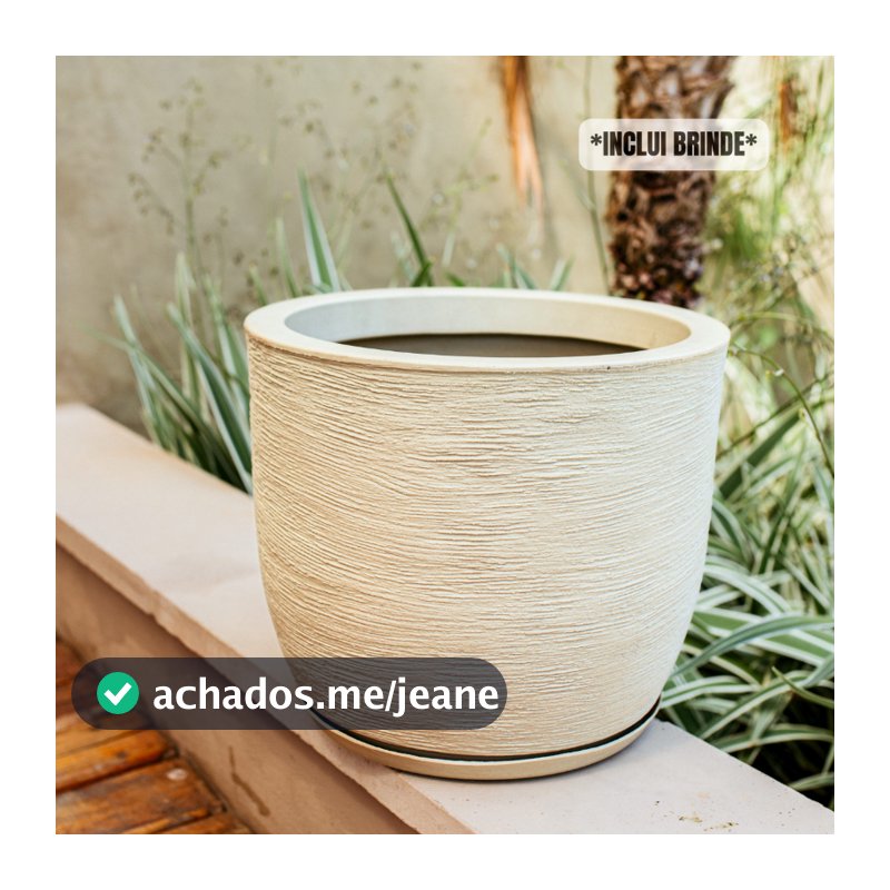 Vaso Bojo 40cm Polietileno Premium Textura Rustica Escovado Grafiato Luxo Planta Flor Jardim