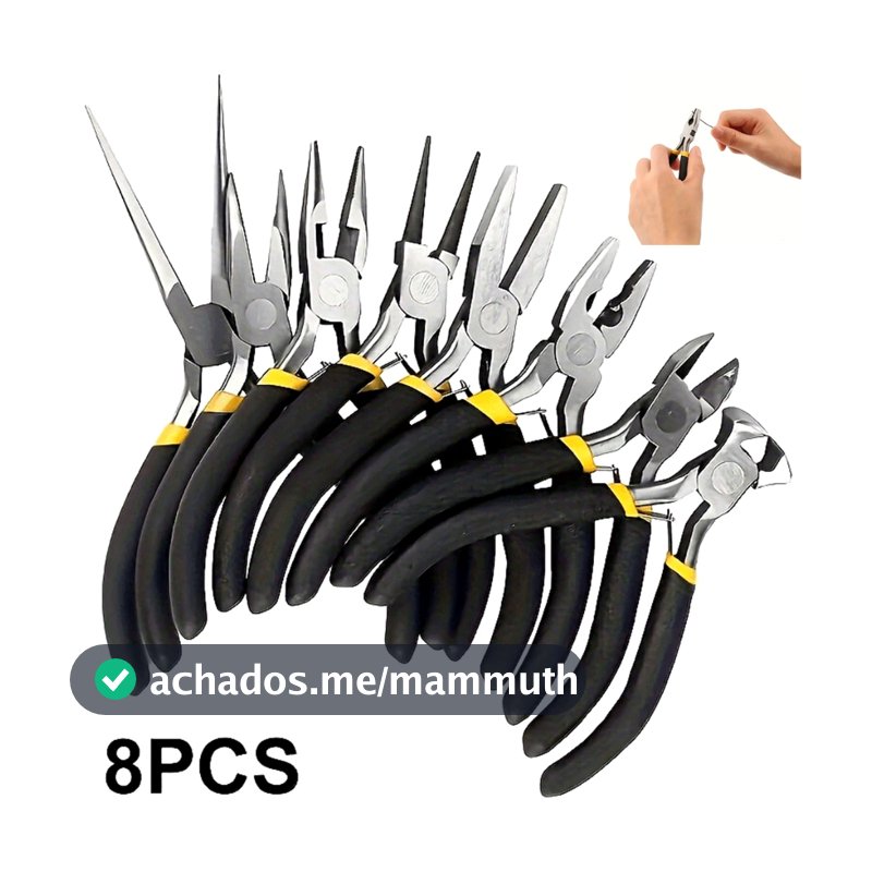 Conjunto de 4/8 peças de alicate de anel profissional, extrator interno e externo, travamento de bico curvo e direto