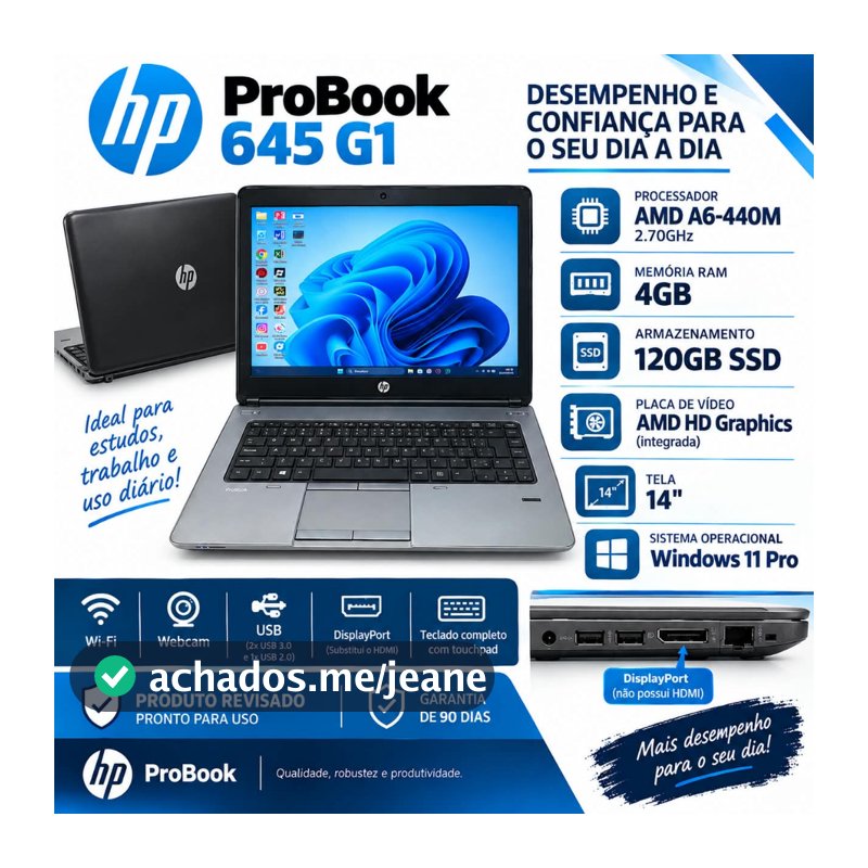 Notebook HP ProBook 645 G1 AMD A6 com SSD