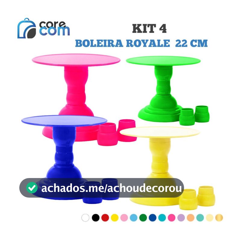 Kit 4 Boleira Royale (22 cm) - Várias Cores