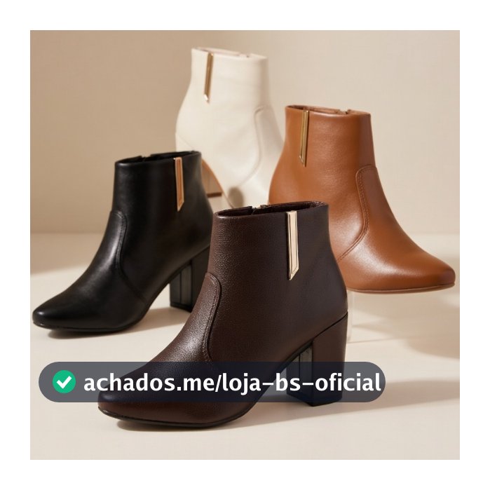 Bota Feminina Bico Fino com Ziper Lateral Cano Médio Confortável Detalhe Lateral