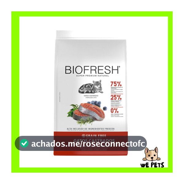 Ração 7,5kg Biofresh Super Premium Gatos Castrados Sabor Salmão