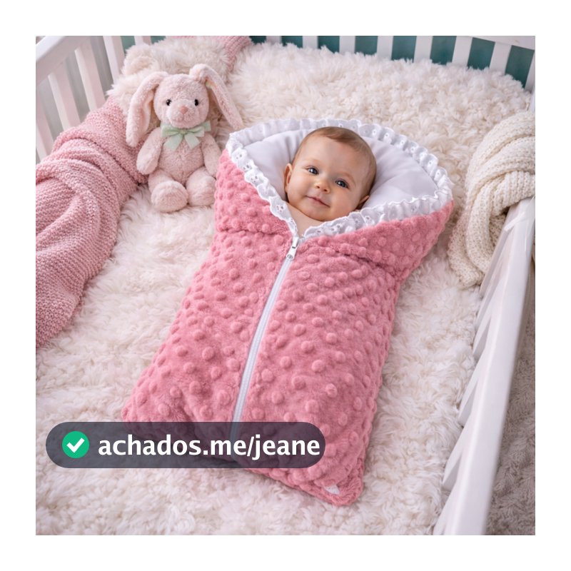 Saco de Dormir Bebê Pipoquinha 100% Algodão com Zíper e Babado Delicado