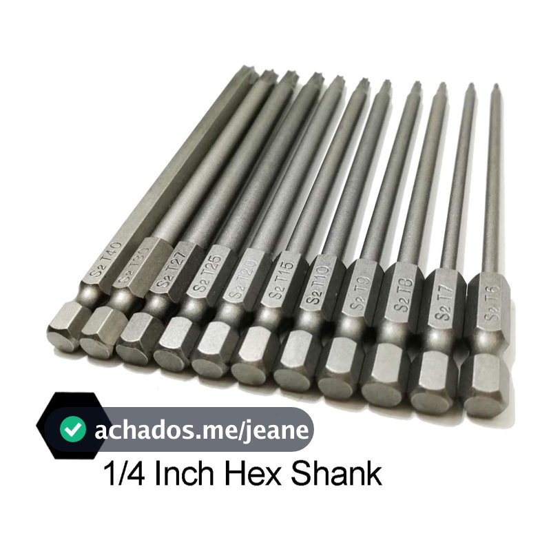 kit 11 chaves bits torx 100mm Compatíveis com parafusadeiras, chaves manuais e elétricas