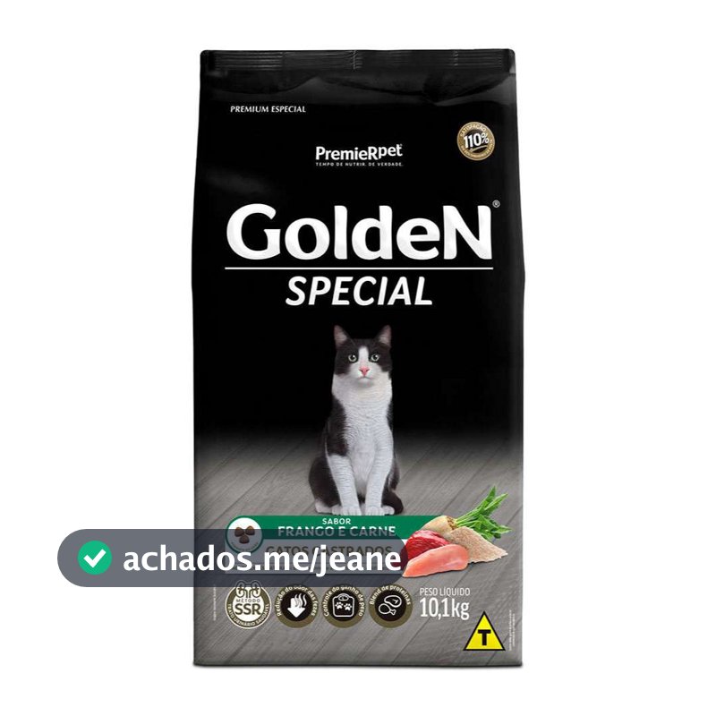 Ração Golden Special Gatos Castrados Frango e Carne 10.1Kg