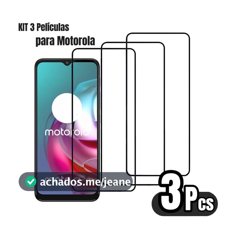 Kit 3 Película De Vidro Temperado 3D/9D Para Motorola Moto G10 G20 G30 G52 G82 G54 G64 G15 G35 G55 G75 E14 G56 G86 G05