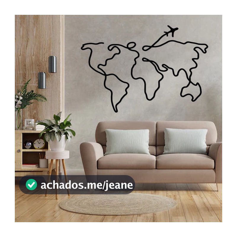 Quadro Painel Mapa Mundi Decorativo Para Parede em Mdf