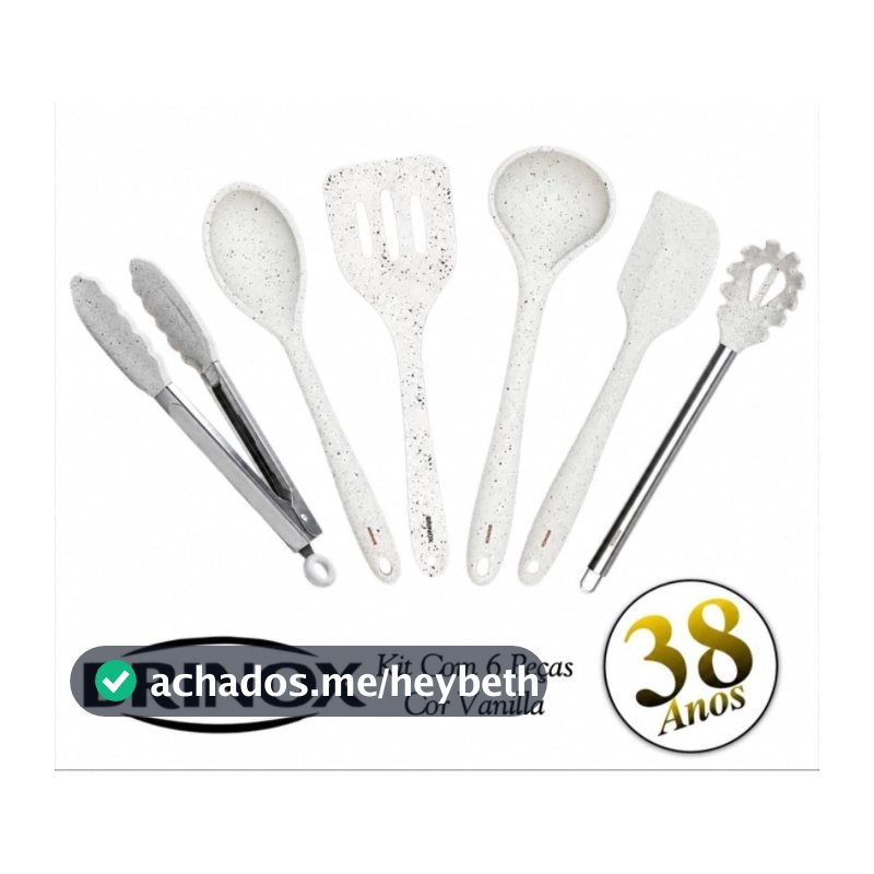 Utensílios Silicone Cozinha Premium Kit 6 Peças BRINOX-Não Risca Panelas