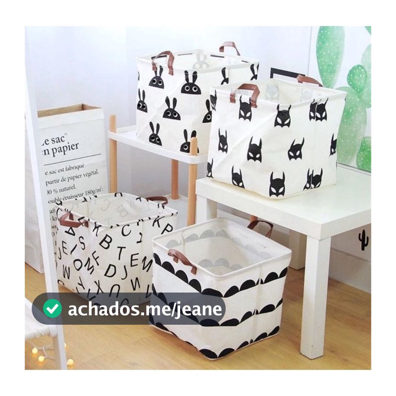 Cesto Organizador Multiuso Dobrável Roupa Brinquedo Tecido 30 x 30 x 30