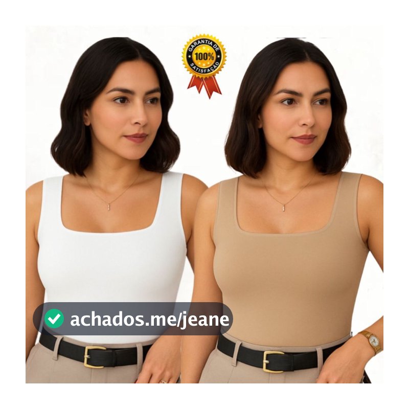 Kit 2 Regata Feminina Blusa Decote Quadrado