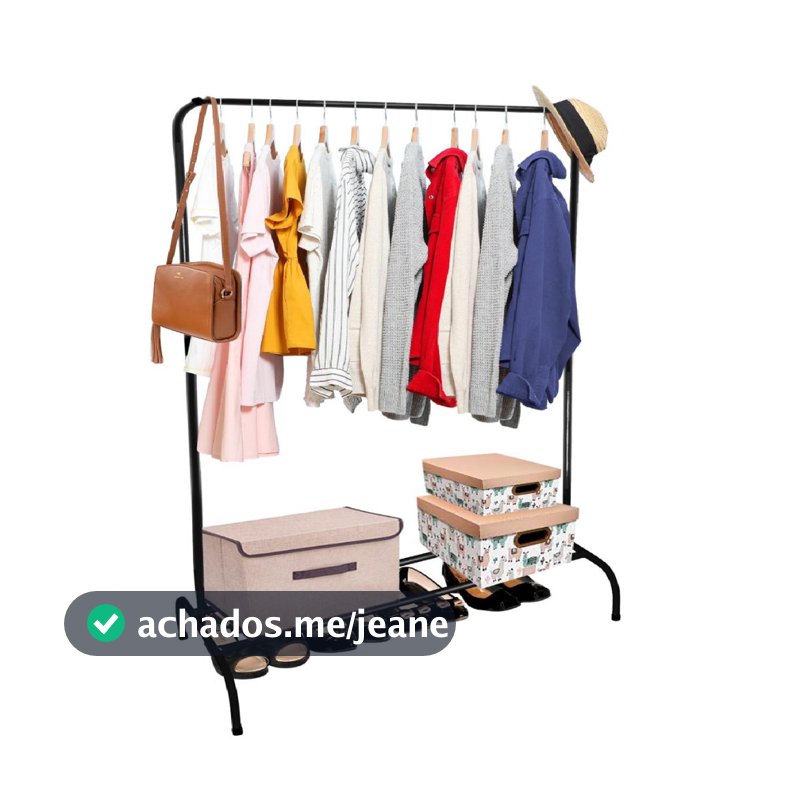 Cabideiro Arara De Roupas De Chão Com Sapateira Loja Quarto