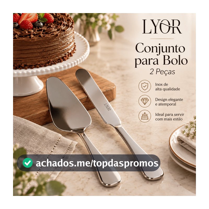 CONJUNTO 2 PECAS ESPATULA E FACA PARA BOLO DE ACO INOX POSITANO