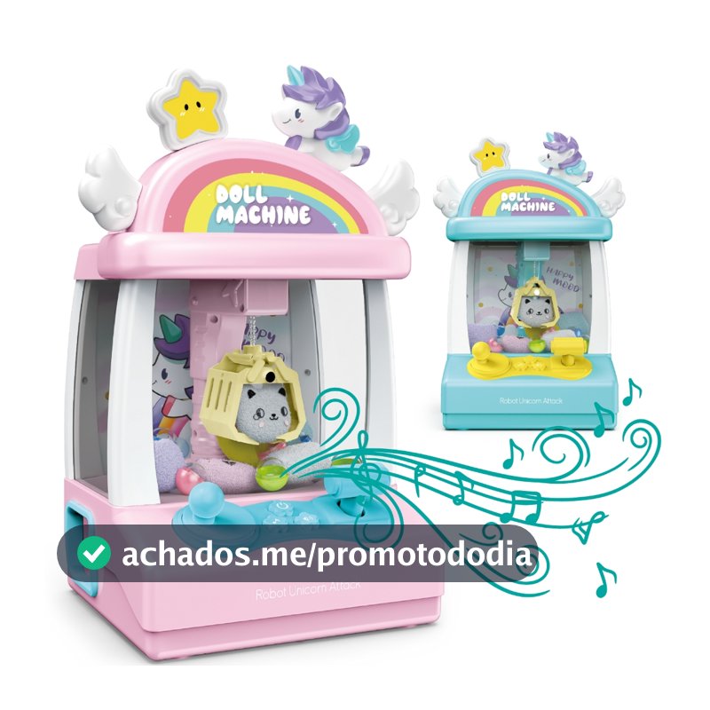 Mini Máquina de Pegar Bichinhos Som e Luz Brinquedo Garra Ursinho Pelúcia