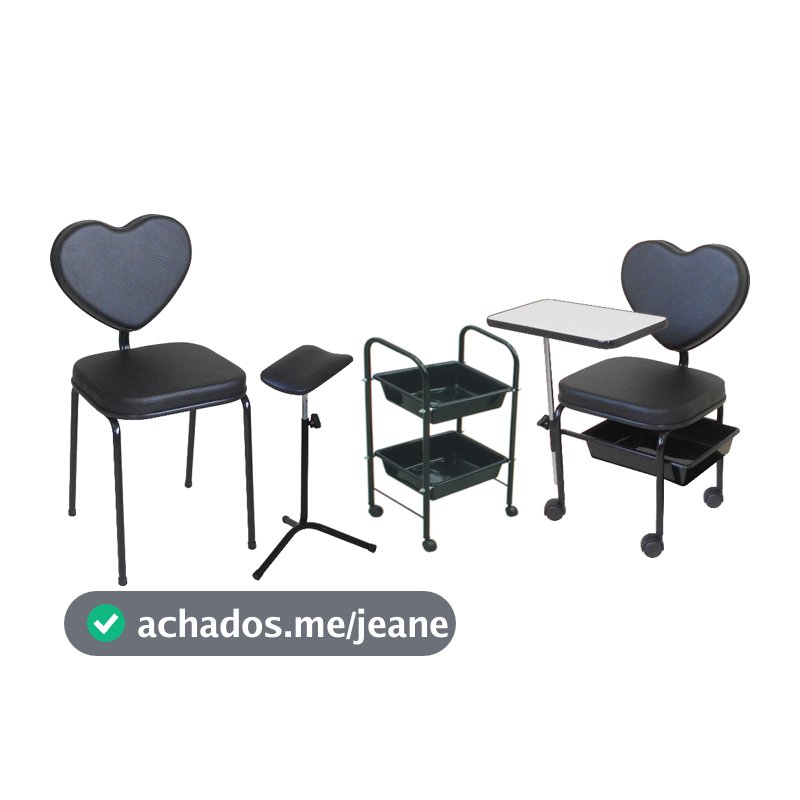 Cadeira Manicure + Cliente + Carr Aux + Suporte tripé