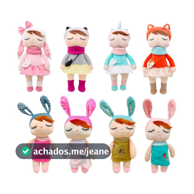 Boneca De Pano Angela Bichos Unicórnio Raposa Coelha Gatinha Pelucia Bebê