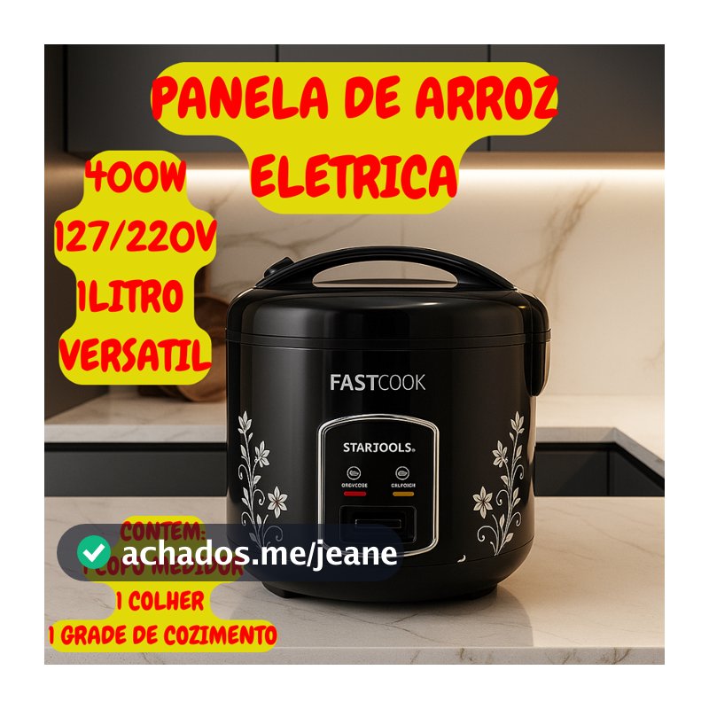 Panela De Arroz Eletrica 1L Com Copo Medidor Colher Grade Para Cozimento 400W 127/220V Startools