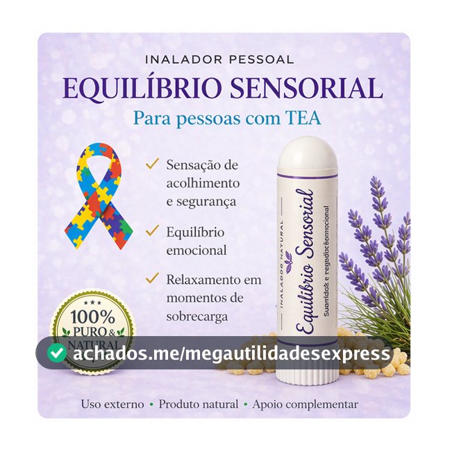 Inalador Sensorial & Bem-Estar TEA | Autismo I Aromaterapia para Conforto, Ansiedade e Regulação Emocional - Lavanda