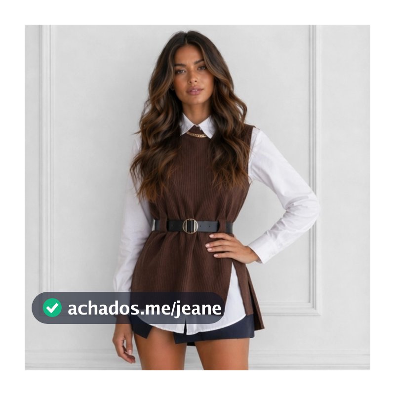 Conjunto Camisa E Colete Tricot Com Cinto Elegante Para Looks Sofisticados