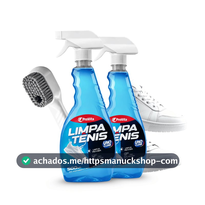 Kit 2 Limpa Tênis + Escova Spray Premium Espuma Provita 500ml Remove Sujeira Pesada Calçado Branco