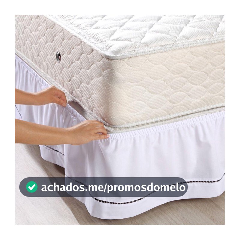 Saia Para Cama Box Casal Queen 180 Fios 100% Poliéster Em Detalhe Ponto Palito Microfibra