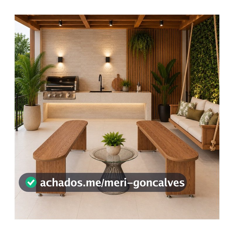 Conjunto de Banco Oval 137cm em Mdf Reforçado para Área Gourmet Varanda e Espaço de Convivência