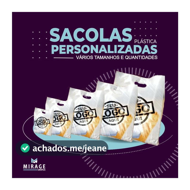 Sacola  Plástica Personalizada para Loja com logo alça Vazada / Boca de Palhaço 50 unid