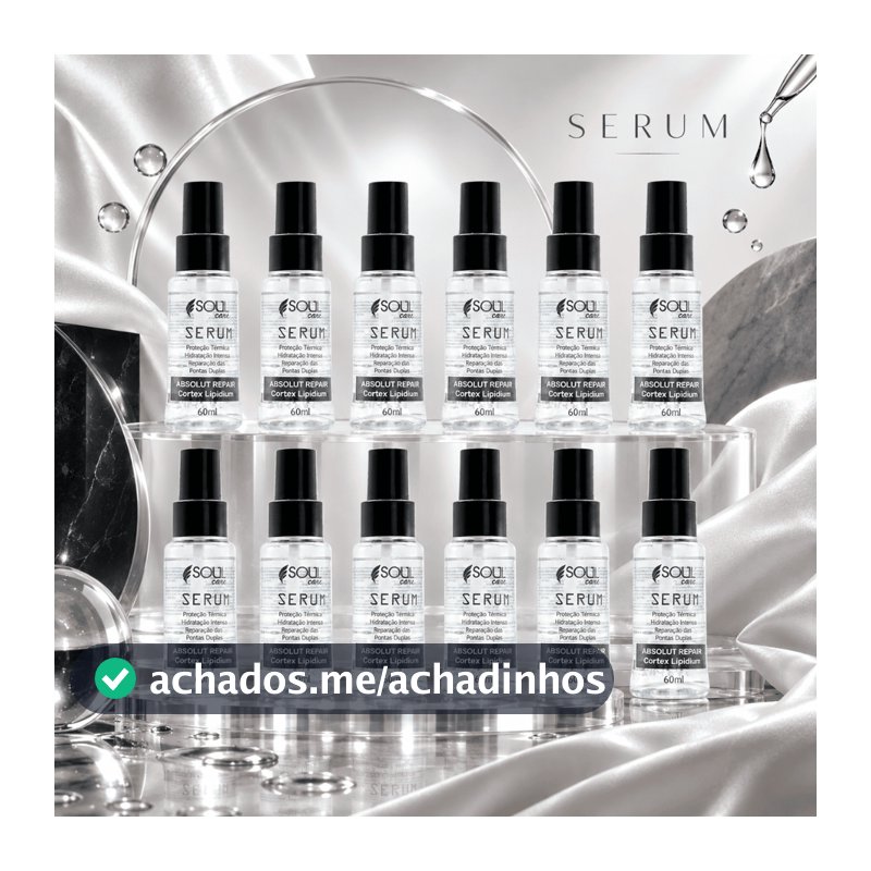 Kit 12 Sérum Reparador de Pontas 60ml Protetor Térmico Hidratação Óleo de Coco Atacado Soul Care