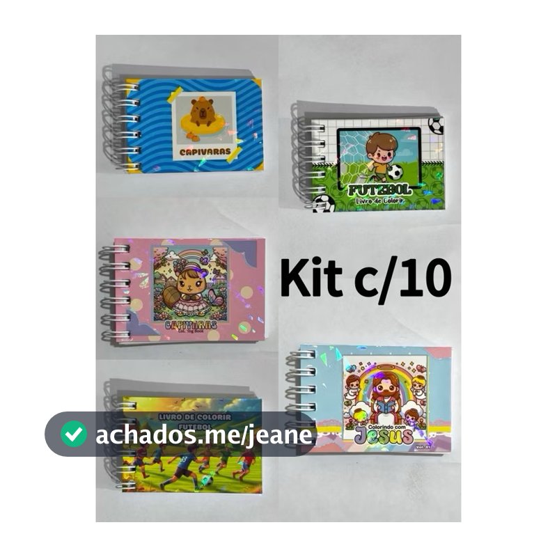 Kit 10/20/30 Mini Cadernos Chaveiro de Colorir 7,5x5,5cm Temas Sortidos Lembrancinhas para Festas